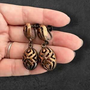 Artisan Gold and Black Dangle Earrings